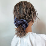 Navy Silky Satin Scrunchie