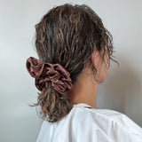 Brown Silky Satin Scrunchie
