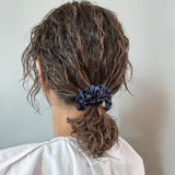 Navy Silky Satin Mini Scrunchie