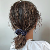 Navy Silky Satin Mini Scrunchie