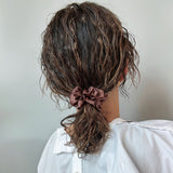 Brown Silky Satin Mini Scrunchie