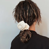 Rose Leather White Scrunchie