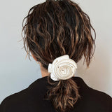 Rose Leather White Scrunchie