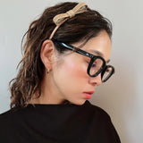 Narrow Croco Beige Ribbon Headband