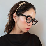Narrow Croco Beige Twin Ribbon Headband
