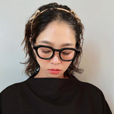 Narrow Croco Beige Twin Ribbon Headband