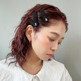 Silver Logo Black Lame Hair Pin