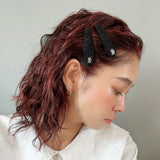 Silver Logo Black Lame Hair Pin