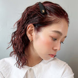 Gold Logo Black Silk Hair Pin