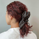 Glossy Black Satin Ribbon Clip