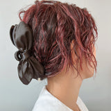 Glossy Black Satin Ribbon Clip