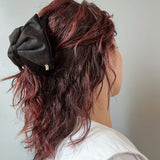 Matte Velour Big Ribbon Hair Clip