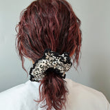 Leopard Corduroy Black Scrunchie