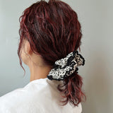 Leopard Corduroy Black Scrunchie