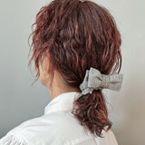 Herringbone Grey Ribbon Scrunchie