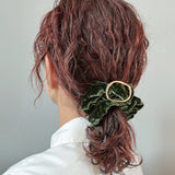 Moss Green Velour Buckle Scrunche