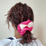 Swish Ribbon Scrunchie Pink-White