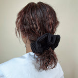 Pleated Black Scrunchie