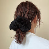 Pleated Black Scrunchie