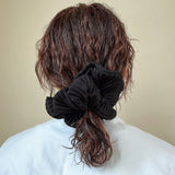 Pleated Black Scrunchie