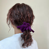 Velvet Twin Ribbon Grape Scrunchie