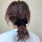 Velvet Twin Ribbon Black Scrunchie