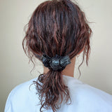 Croco Tie Black Silk Scrunchie