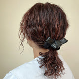 Croco Tie Black Silk Scrunchie
