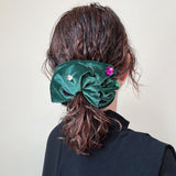 Green Velour Jewelry Scrunchie