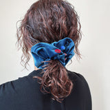 Cerulean Blue Velour Jewelry Scrunchie