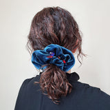 Cerulean Blue Velour Jewelry Scrunchie