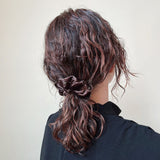 Black Flower Cacao Brown Velour Mini Scrunchie