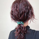 Velour Green Jewel Mini Scrunchie
