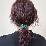 Velour Green Jewel Mini Scrunchie