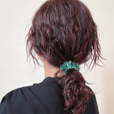 Velour Green Jewel Mini Scrunchie