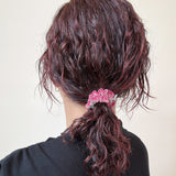 Velour Pink Ribbon Mini Scrunchie