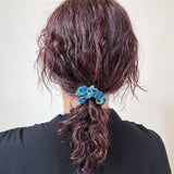 Velour Blue Green Chain Mini Scrunchie