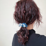 Velour Blue Chain Mini Scrunchie