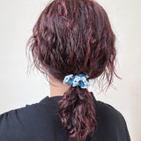 Velour Blue Chain Mini Scrunchie