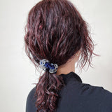 Velour Navy Chain Mini Scrunchie