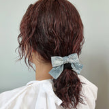 Denim Lace Ribbon Pony Scrunchie