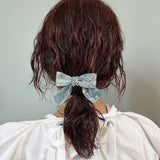 Denim Lace Ribbon Pony Scrunchie